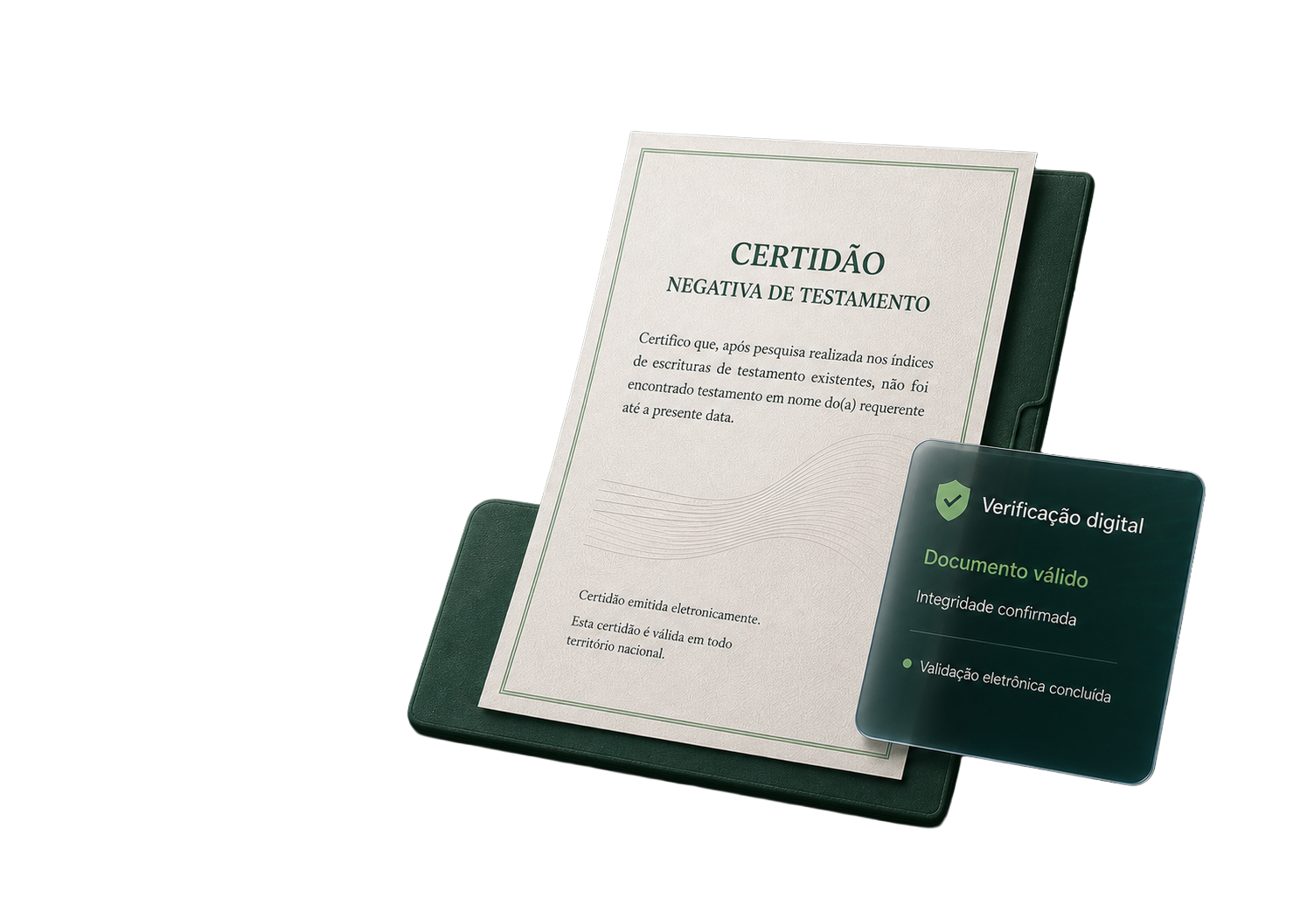 Ilustração de uma Certidão Negativa de Testamento